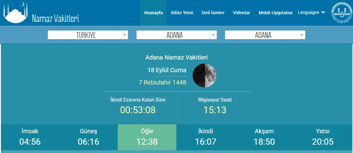 18 Eylül 7 büyükşehir için akşam ve yatsı ezan saatleri: Diyanet esaslı!