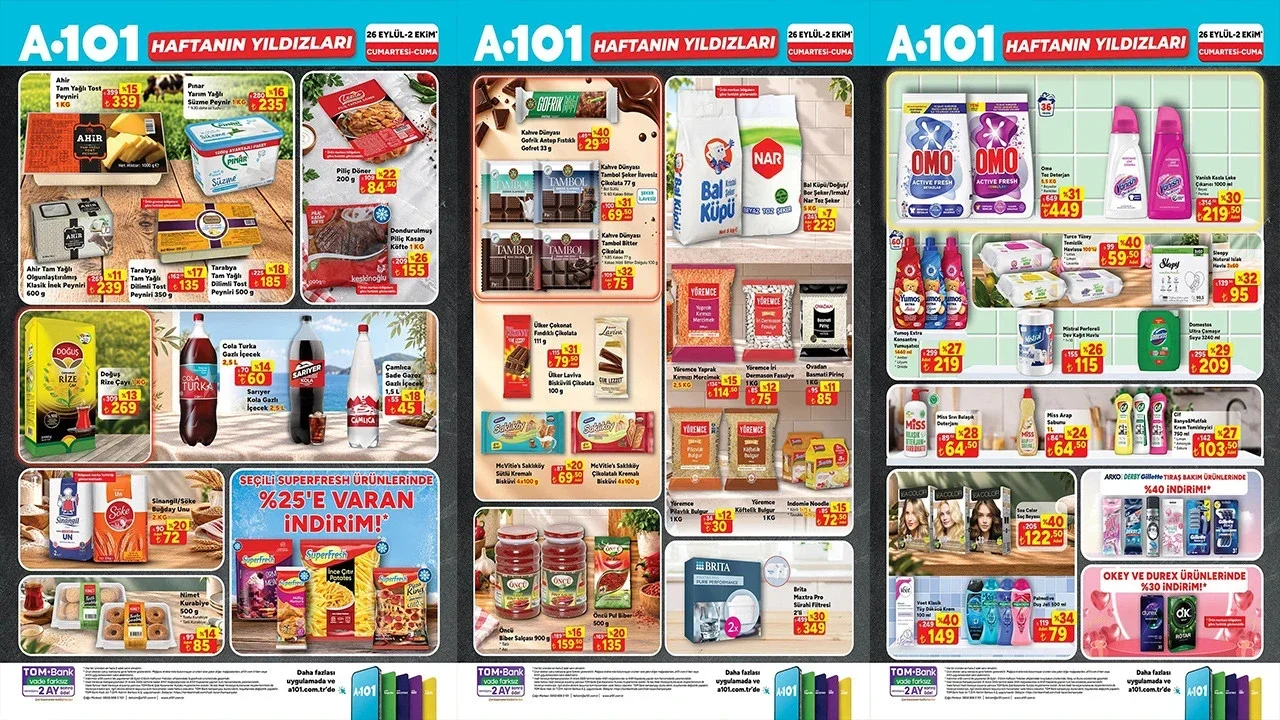 A101 26 Eylül Haftanın Yıldızları: Peynir, çay, un ve şeker indirimde