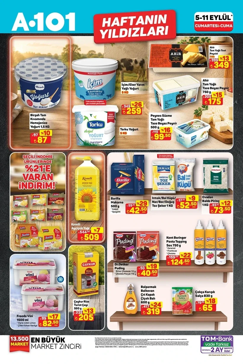 A101 5 Eylül aktüel kataloğu! Komili ayçiçek yağı, Çaykur çay, toz şeker ucuzladı