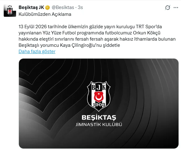 Beşiktaş'tan Orkun Kökçü mesajı: Sonuna kadar mücadele edeceğiz