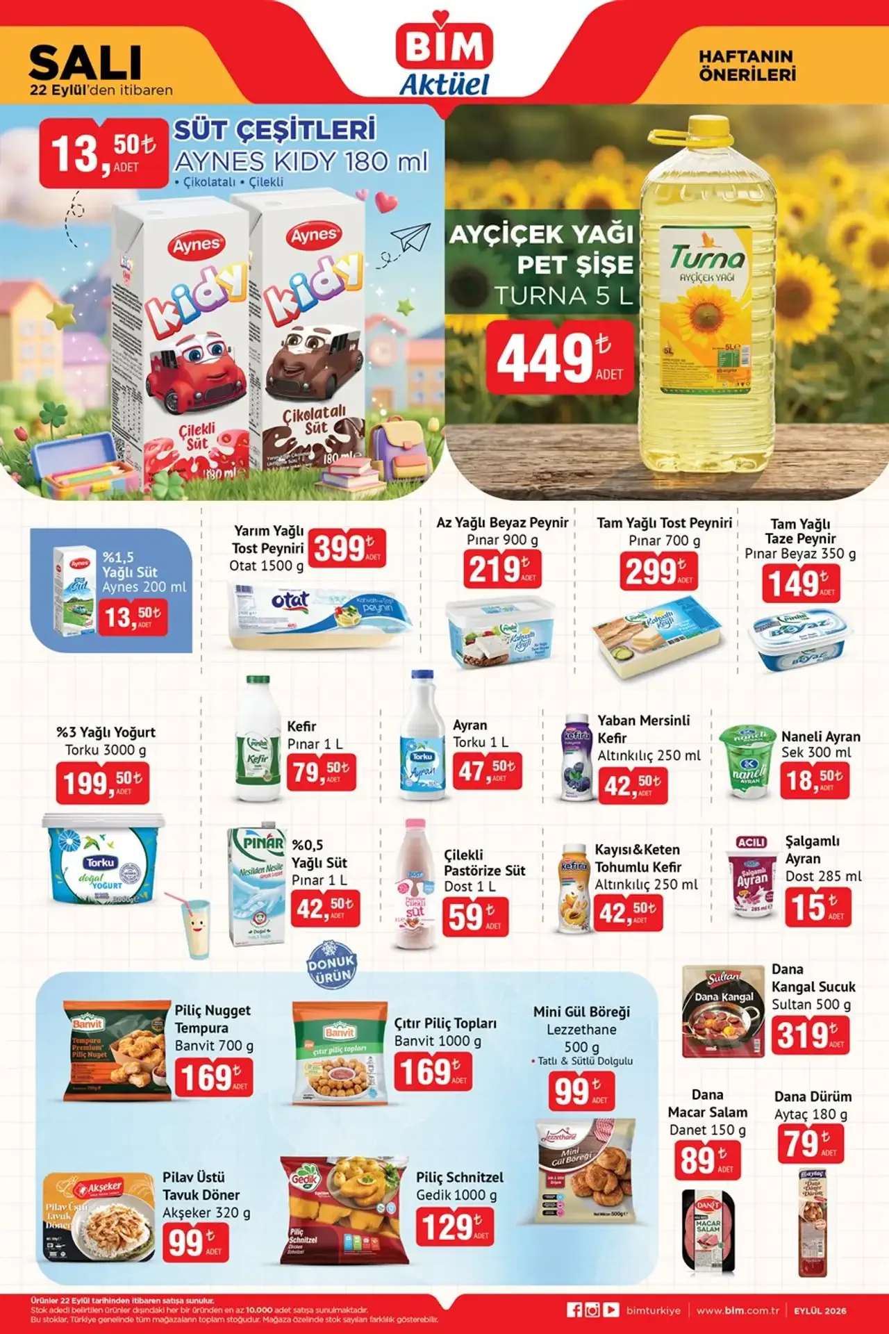 BİM 22 Eylül kataloğu: Ayçiçek yağı 449 TL, Bebek bezi 419 TL