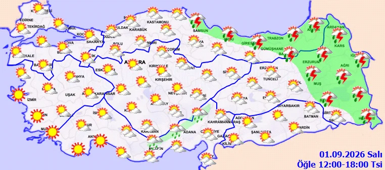 Bugünkü hava durumu: İstanbul 30, Antalya 36 Karadeniz'de ise yağış var!