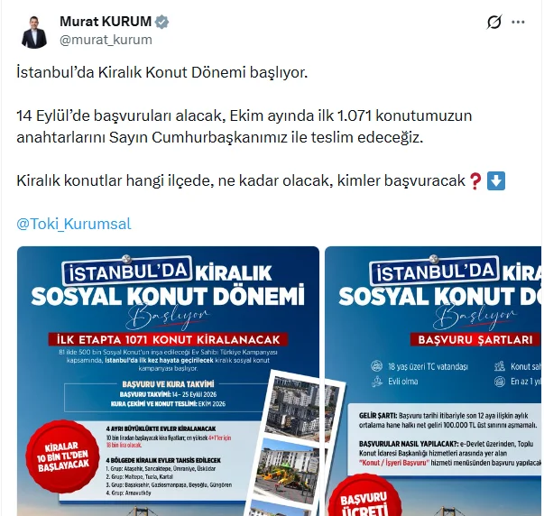 İstanbul'da 10 bin TL'ye kiralık ev dönemi resmen başlıyor