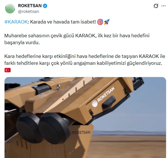 KARAOK hava hedefini 12'den vurdu: ROKETSAN'dan tarihi atış