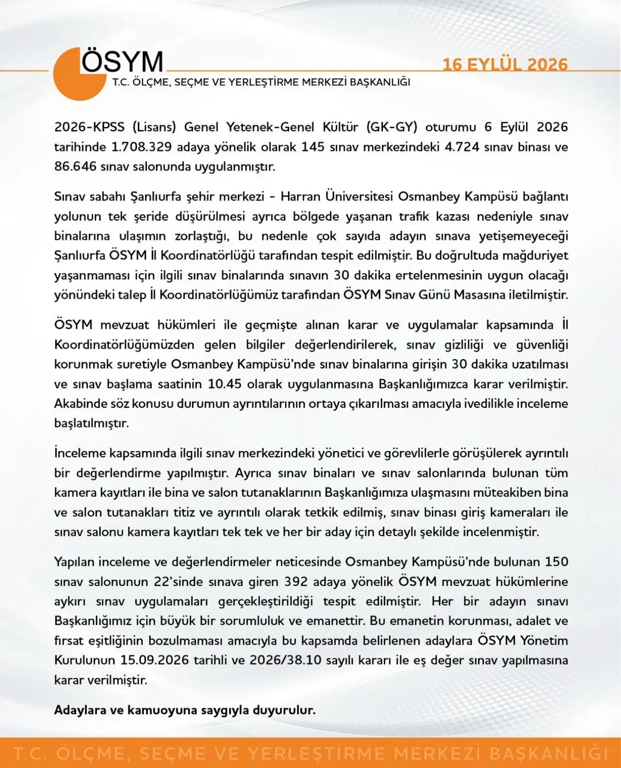 ÖSYM'den KPSS kararı: 392 adayın sınavı iptal, işte nedeni!