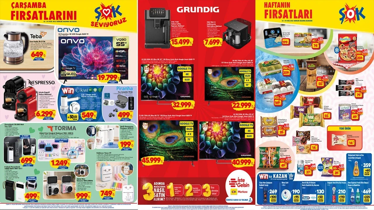ŞOK kataloğu 29 Eylül'e kadar: Grundig kahve makinesi ve QLED TV geldi