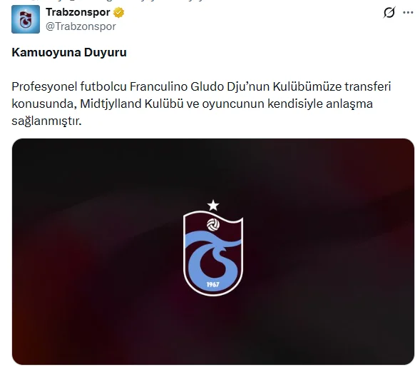 Trabzonspor'dan kap açıklaması: Franculıno resmen Bordo-mavili