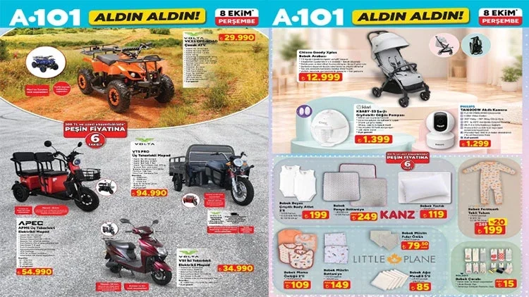 A101’de çocuk ATV 29.990 TL’ye düştü, Chicco bebek arabası 12.999 TL