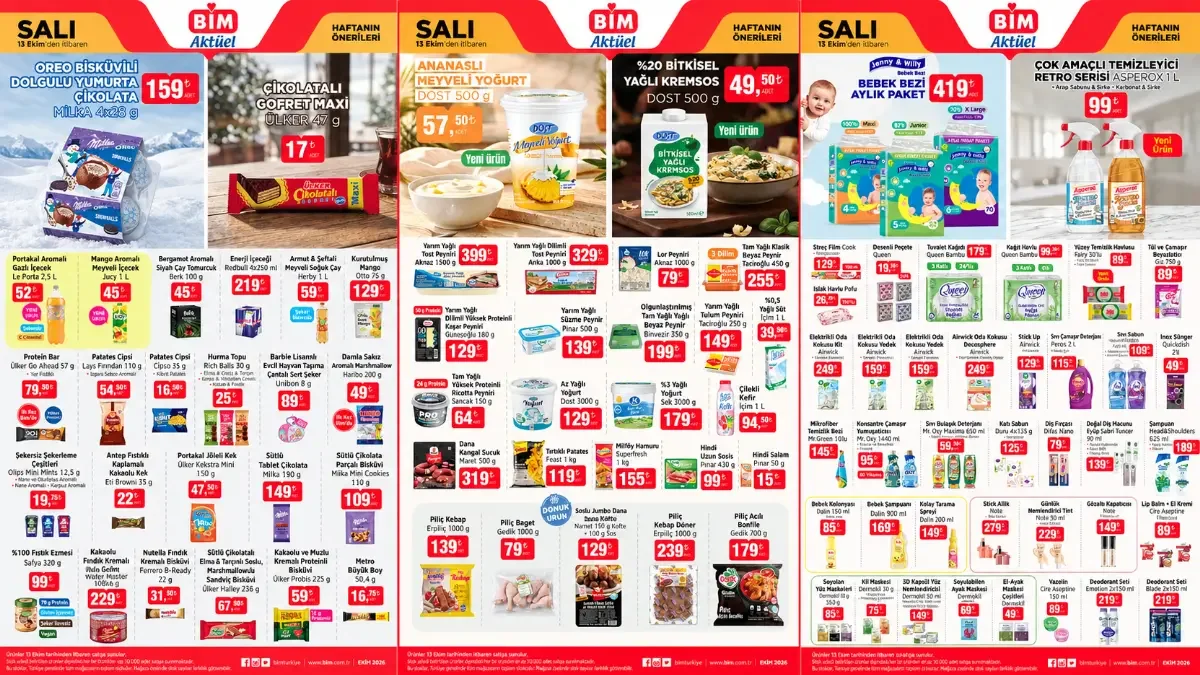 BİM 13 Ekim aktüel kataloğu: Bebek bezi 419 TL, Note allık 279 TL