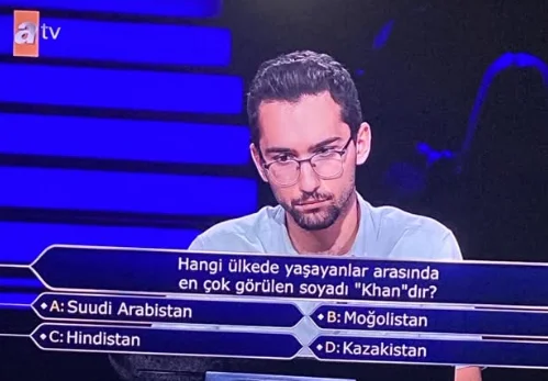 En çok “Khan” soyadı hangi ülkede görülür? Kim Milyoner Olmak İster sorusu