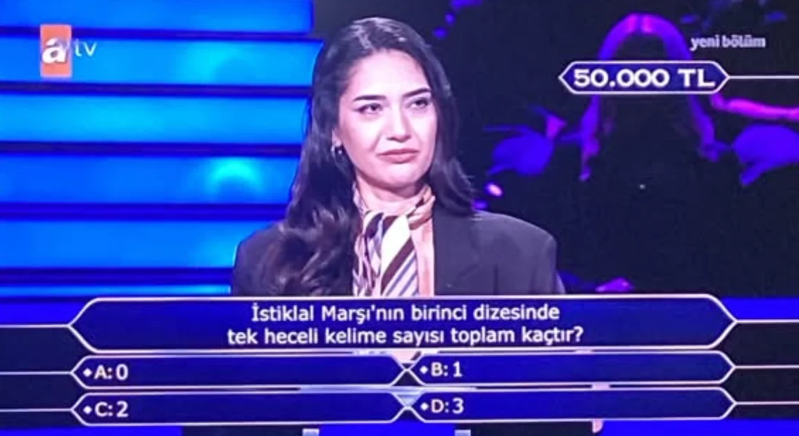 İstiklal Marşı’nın ilk dizesindeki tek heceli kelime sayısı!
