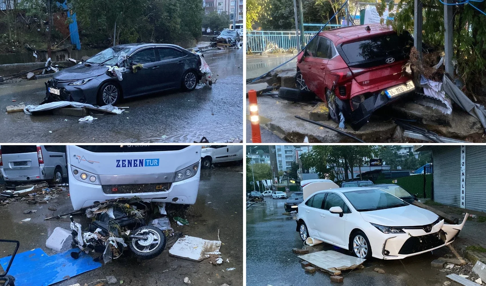 Sarıyer’de sel! Araçlar sürüklendi, iş yerleri su altında